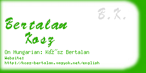 bertalan kosz business card